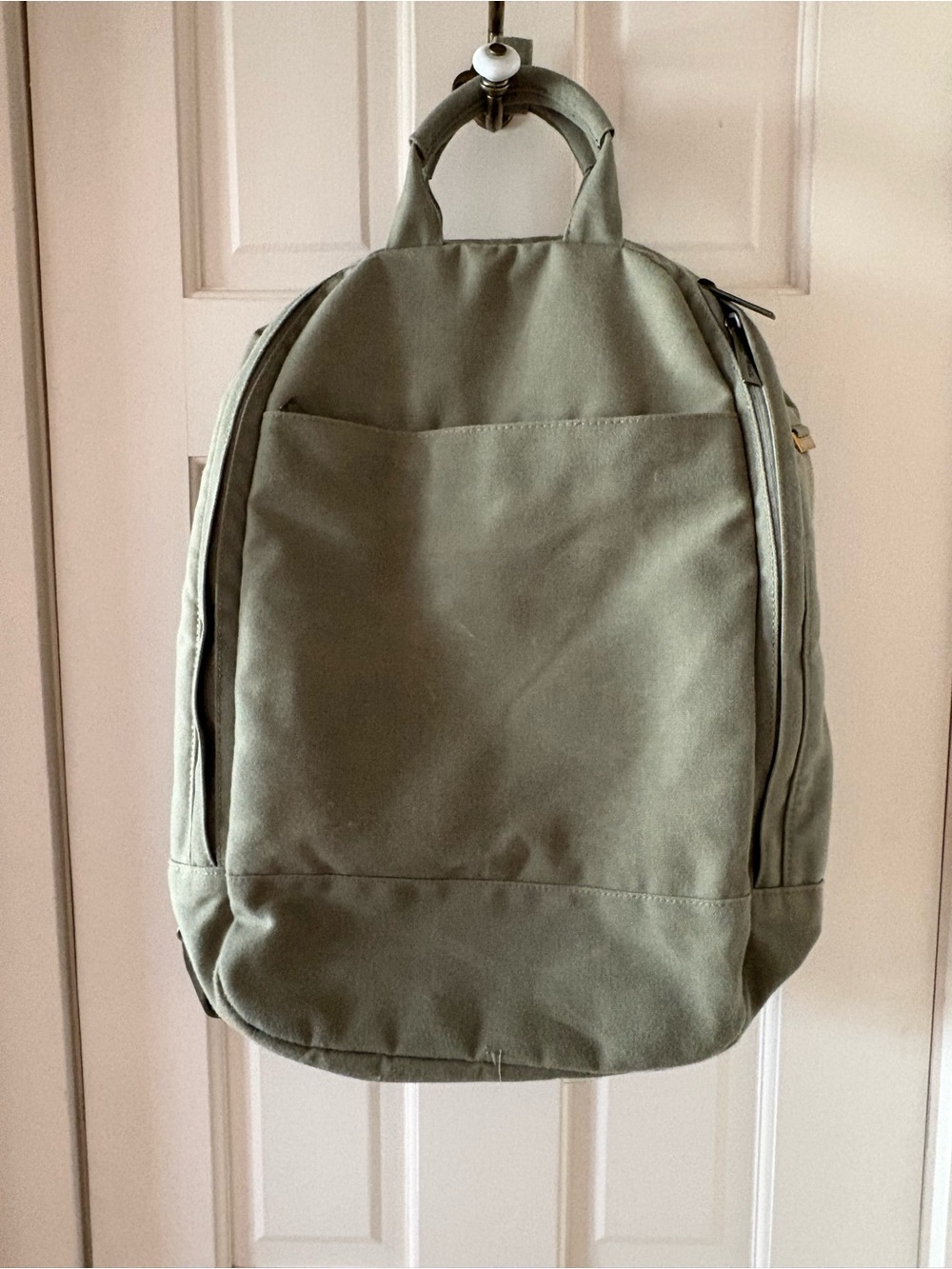 Everyday Olive Green Canvas Backpack - Minimalist Women's Bag